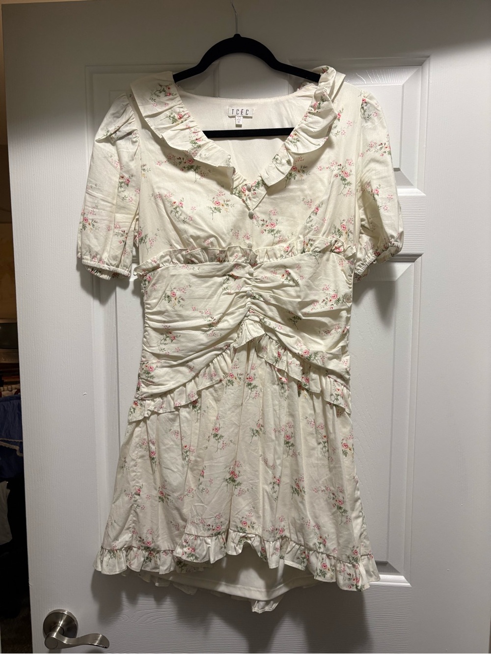 TCEC Cream Floral Ruffled Dress